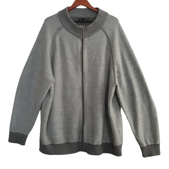 Synrgy Cardigan Sweatshirt Sweater Men’s 2XLT Full Zip Grey Heavy Knit - Picture 1 of 12